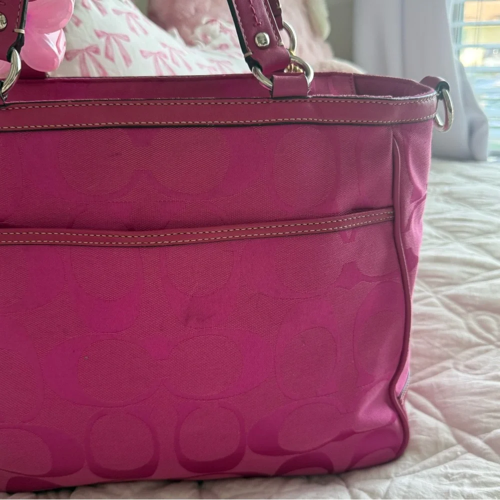 Y2K Coach‎ Hot pink monogram tote bag